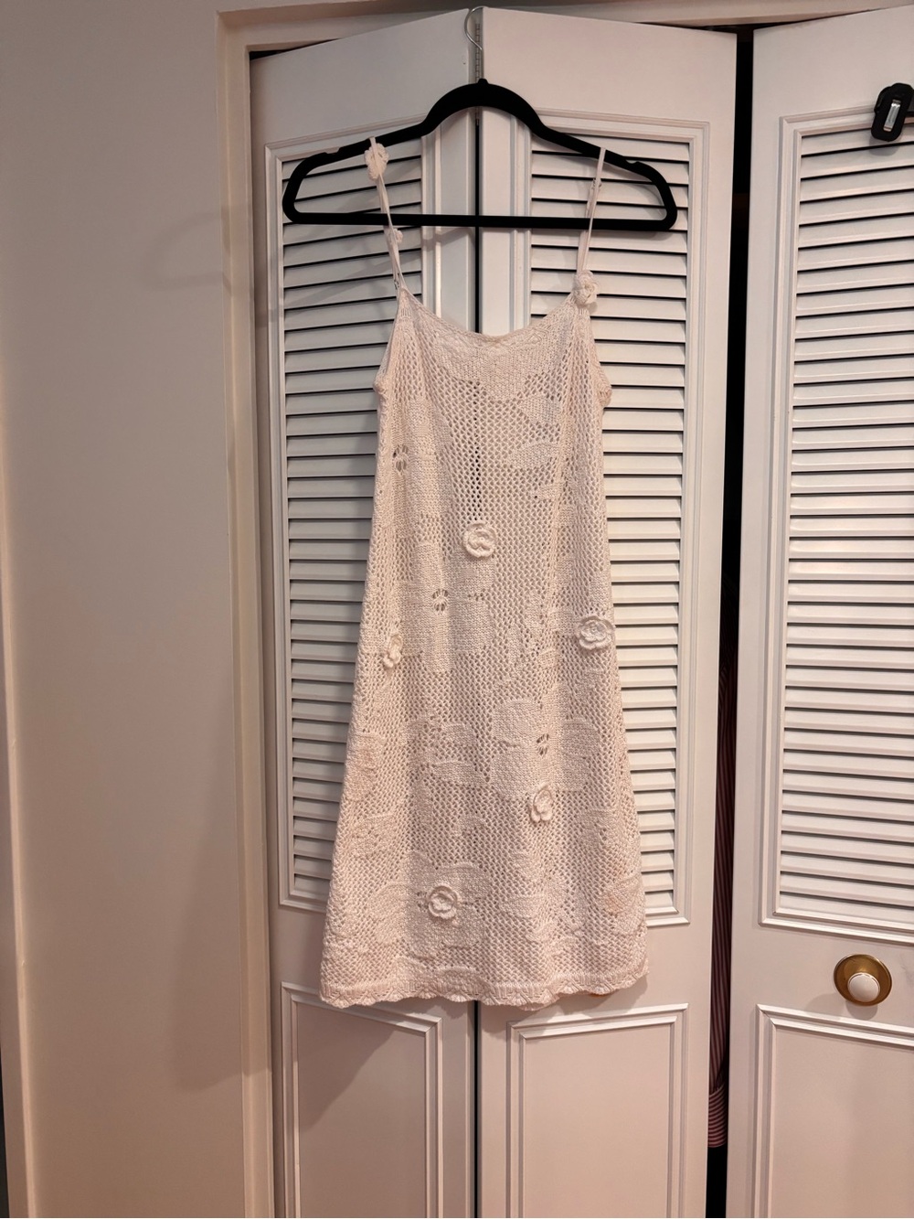 wild fable Cream Crochet Mini Dress with Floral Accents